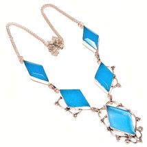 Blue Chalcedony Gemstone Handmade Fashion Ethnic Necklace Jewelry 18&quot; SA 132 - £6.16 GBP