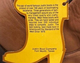 Vintage Justin Cowboy Boots Brown Leather USA Made Men 7D Women 9 NWT image 8