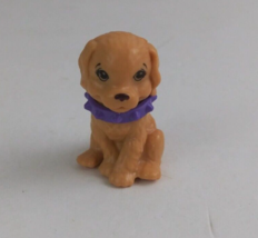 Vintage Mattel Barbie Golden Retriever Puppy With Purple Collar 1.5&quot; Toy Figure - £3.80 GBP