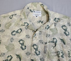 Columbia Hawaiian Swordfish Floral Button Up Short Sleeve Shirt Mens Gre... - £11.17 GBP