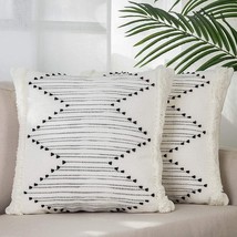 blue page Boho Throw Pillow Covers Black and Cream White Pillow Covers 20x20 Set - £21.26 GBP