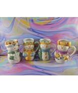 Set of 4 Baoxin &quot;Noel&quot; Snowman Holiday Mugs, White/Blue, 6.5&#39;&#39; Tall - $551.07 MXN
