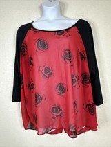 NWT Torrid Womens Plus Size 3 (3X) Sheer Rose Raglan 3/4 Sleeve Top Flyaway Back - £17.76 GBP