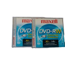 2 Maxell DVD-RW Camcorder Video Discs 30 Minutes 1.4 GB Rewriteable Open... - $15.00