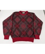 Vintage Benetton Made in Italy Mohair Blend Geometric Knit Sweater Men M... - $43.82