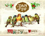 Vtg Postcard 1910 John Winsch A With Best New Year Wishes Gilded Embosse... - $7.97