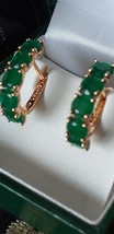 Vintage 1990-s 14 Ct Rolled Gold Emerald Earrings-Hallmarked 585 RG - £65.72 GBP