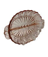 Depression Glass Relish Dish Pink Oyster And Pearl Divided With Handles ... - $23.49