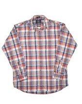 Viyella Button Down Shirt Mens L Plaid Red Blue Cotton Wool Blend Long Sleeve - £28.04 GBP