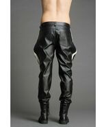 MENS 501 LEATHER JEANS  PUNK BIKER BREECHES PANTS TROUSERS  BLUF CLUB ST... - $114.04