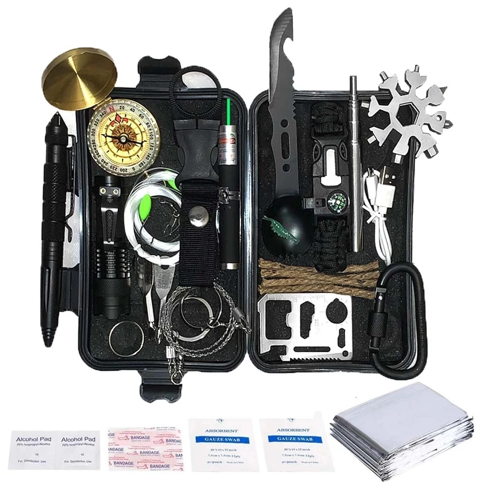 Survival Kit 35 in 1 First Aid Survival Gear Outdoor Emergency SOS Survive Tool - £40.33 GBP