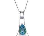 Galaxy Gold GG 14K Solid White Gold Natural Blue Topaz Pendant Necklace ... - $549.44