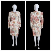 Vintage Carlisle Silk Sea Starfish corral fitted jacket &amp; Skirt 3 Pc Set W27 - £273.02 GBP