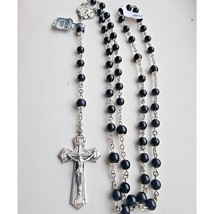 Bliss 925 Sterling Silver Catolic Black Onyx Rosary With A Crucifix At - $200.77