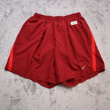 Nike Shorts Mens M Red Lined Swim Trunks Drawstring Stretch Waist Athletic  - £15.46 GBP