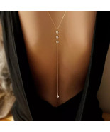 Sexy Back Chain Body Necklace Silver Crystal Rhinestone Long Wedding Jew... - $284.06 MXN
