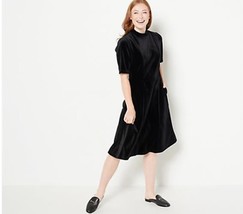 Isaac Mizrahi Live! Always Isaac Fit &amp; Flare Velvet Dress (Jet Black, 8) A464344 - $19.69