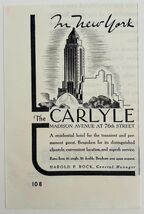 1940 Carlyle Residential Hotel Advertisement Vintage NYC New York Buildi... - $10.00