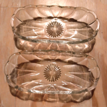 Vintage Clear Glass Starburst Bottom Pickle Relish Olive Dish Pair of 2 - £7.24 GBP