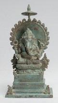 Antigüedad Javanés Estilo Bronce Sentado Indonesio Ganesha Estatua - 30cm/30.5cm - $852.18