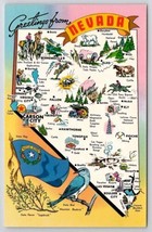 Nevada Attractions Map Greeting From The Silver State Postcard D38 - £2.96 GBP