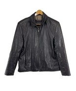  Vintage Collezione Black Genuine Leather Bomber Dean Jacket Size L - $84.70 CAD