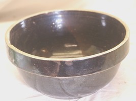 Antique Primitive Stoneware Mixing Bowl Brown Salt Glazed Rustic Farmhou... - $39.59