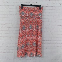 INC International Concepts Skirt Womens Small Orange Printed Fold Over Rayon - £14.38 GBP