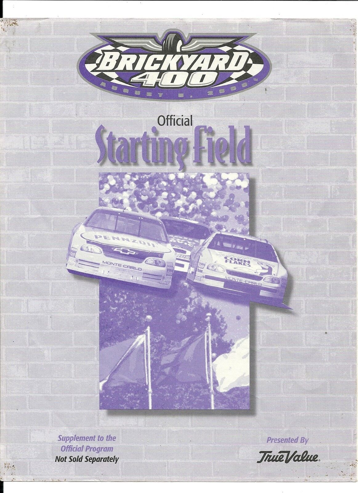 2000 Brickyard 400 Starting line Up - $5.05