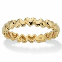 PalmBeach Jewelry Solid 10k Yellow Gold Polished Heart-Link Eternity Ring - £186.74 GBP