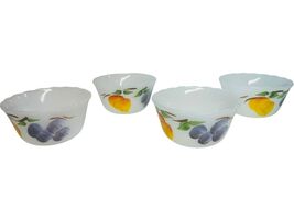 Fire-King Milk Glass Fruit Bowls Hand Painted Scalloped Set of 4 USA Vin... - $39.57