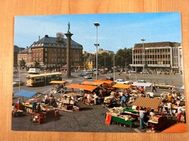 Vintage Postcard, Architecture, Trondheim, Norway - Town Square Farmers Market - £3.79 GBP