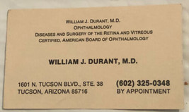 Vintage William Durant MD Opthal Business Card Ephemera Tucson Arizona BC10 - £3.04 GBP