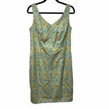 Escada ML Womens Vintage Blue Yellow Cotton Sheath Dress Size 42 US 10/12 - £69.80 GBP