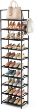 10 Tiers Tall Shoe Rack 20-25 Pairs Boots Organizer Storage Sturdy Narrow Shoe S - £26.87 GBP