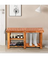 Bench With Shoe Storage  3-Tier Wood Rustic Space Saver Entryway New - $1,689.51 MXN