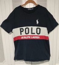 Polo Ralph Lauren Mens Large Short Sleeve Shirt Red White Blue Color Block Pony - £13.48 GBP