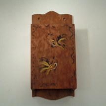 Vintage shabby chic aged decor wooden rooster 5 knife block holder wall ... - $19.75