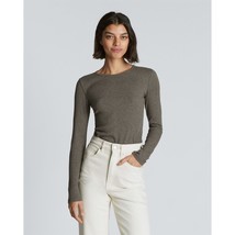 Everlane Womens The Supima Micro Rib Cropped Long-Sleeve Crew Heather Fa... - £26.90 GBP