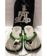 FatSlap Basil Beach Slippers Sandals Sz 11 US w/Carry Bag Green Gray Swe... - £35.04 GBP