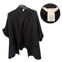 LC Lauren Conrad Women’s Black Poncho Sweater Cape OS Button Front Wrap - $20.77