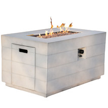 28" Gray Aluminum Natural gas Rectangular Fire pit table With Cover - $17,428.03 MXN