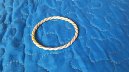 Antique Rope Braid Carved OX BONE 14k Gold Bangle Bracelet - £473.25 GBP