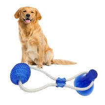 Pet Toys with Suction Cup Dog Push Toy with TPR Ball Pet Tooth Cleaning Chewing  - £5.58 GBP