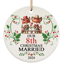 Our 8th Years Christmas Married Ornament Gift 8 Anniversary &amp; Red Fox Couple - £11.82 GBP