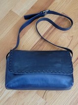 Vtg Sabina Handbag Navy Leather Satchel Purse Shoulder Weave Bag - £35.03 GBP