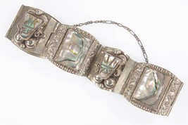 Gorgeous Sterling Silver Abalone Warrior Bracelet Made in Taxco Mexico - $311.84