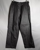 Jerry Lewis Leather Pants Women&#39;s Size 18 Black Straight Leg Vintage   - $148.50