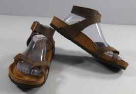 Birkenstock Yara Oiled Leather Ankle-Strap Sandals Habana-Brown  US L 10  M 8 - £54.51 GBP