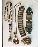 LOT Antique Neiger Necklace Uranium Glass Czech Very RARE Bracelet Clip ... - €392,34 EUR